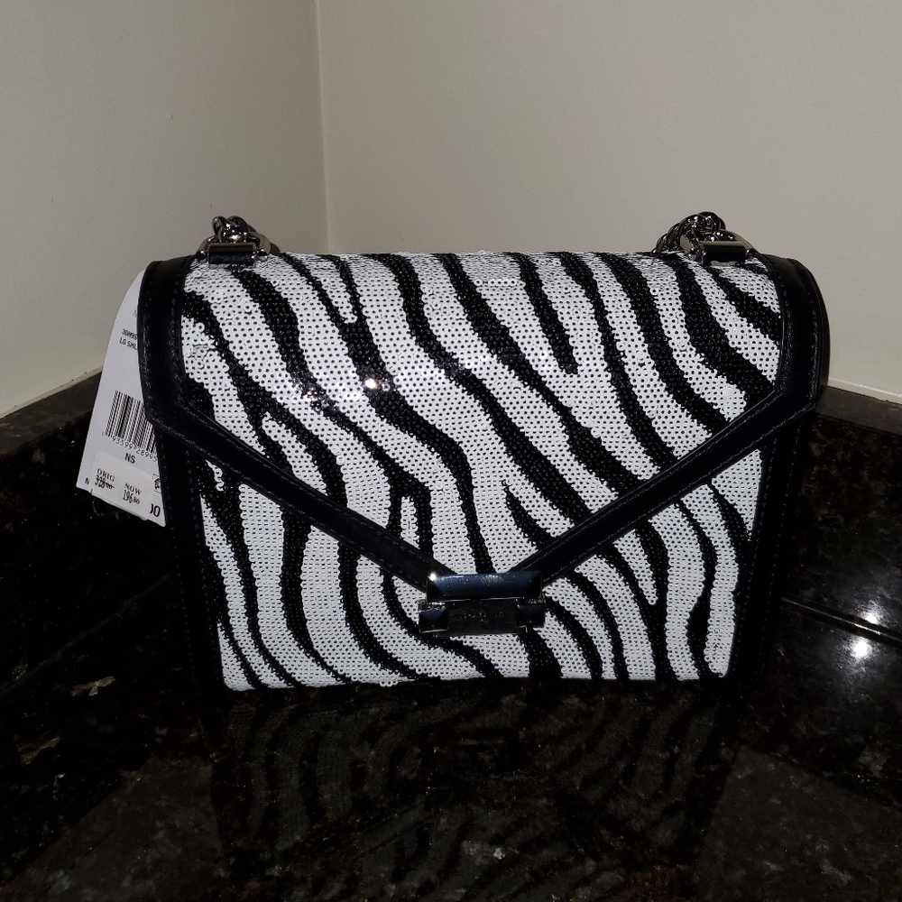NWT Michael Kors Zebra Sequined Shoulder/Crossbody
